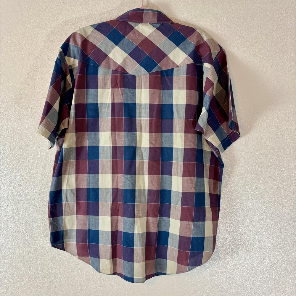 Ely Plains Western Shirt Plaid Short Sleeve Pearl Snap Front Mens XL Muted Tones - Picture 2 of 10
